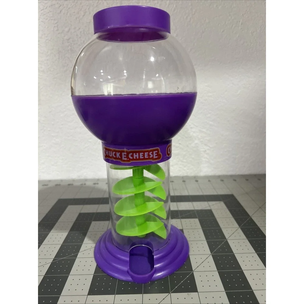 Chuck E Cheese Gumball Machine Marble Candy Purple Green Plastic Fun Toy